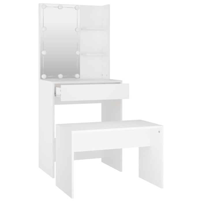 Set toeletta con sgabello led 60 x 40 x 140 cm legno composito bianco 02_0006250