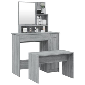 Set Tavolo da Toeletta Grigio Sonoma 86,5x35x136 cm 3114153