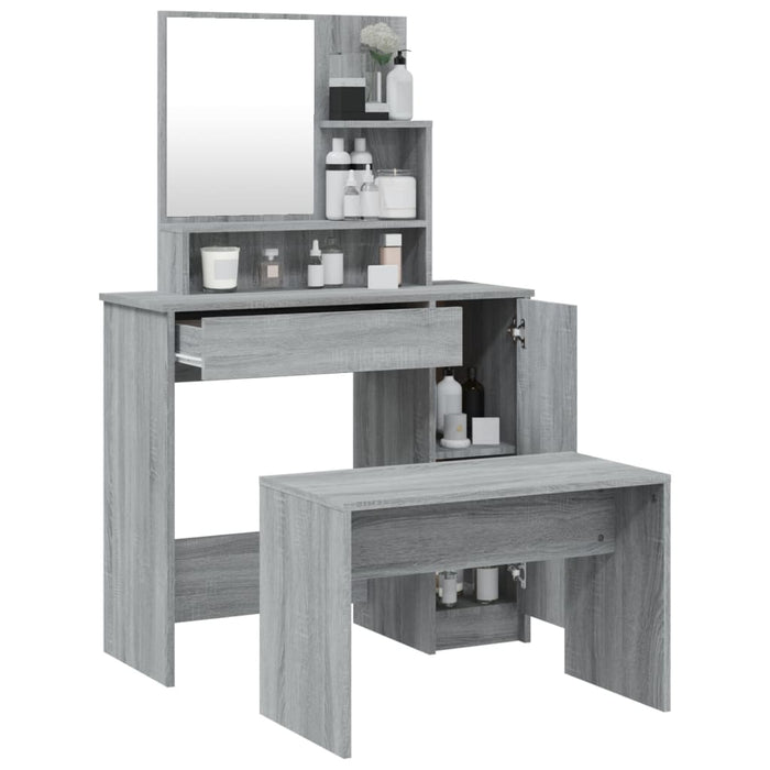 Set Tavolo da Toeletta Grigio Sonoma 86,5x35x136 cm 3114153
