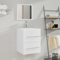 Mobile Bagno con Lavabo Integrato-Lavandino-Lavabo Bianco in Legno Multistrato 878185