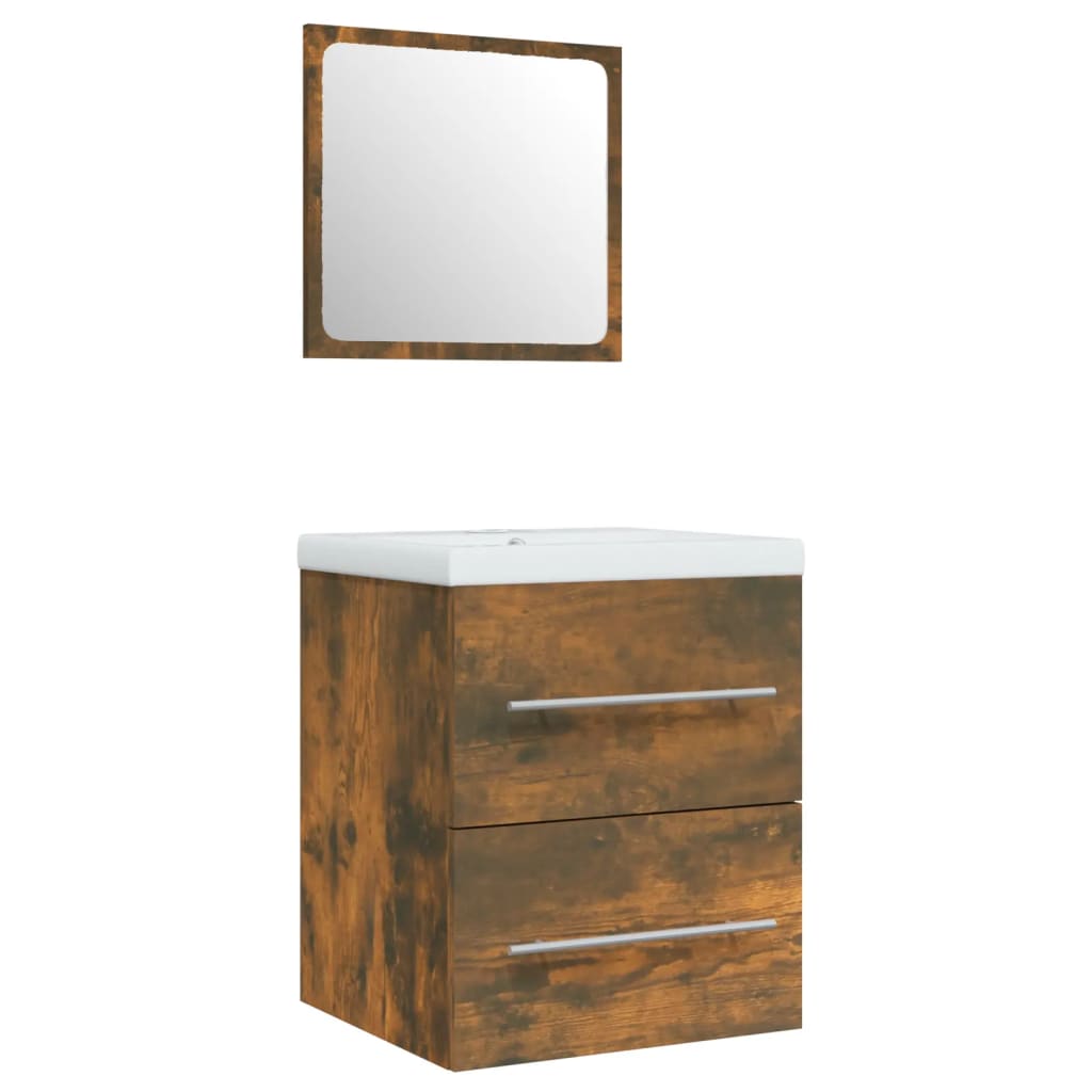 Mobile lavabo con vasca integrata 41 x 385 x 48 cm in legno lamellare marrone 02_0006868