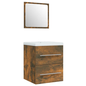 Mobile lavabo con vasca integrata 41 x 385 x 48 cm in legno lamellare marrone 02_0006868