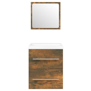 Mobile Bagno con Lavabo Integrato Rovere Fumo Legno Multistrato cod mxl 62937