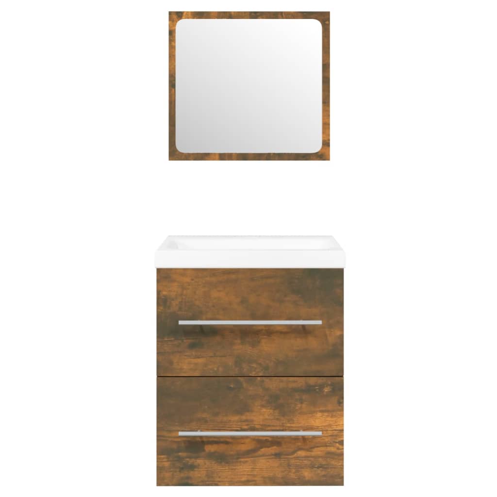 Mobile lavabo con vasca integrata 41 x 385 x 48 cm in legno lamellare marrone 02_0006868