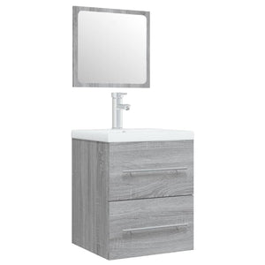 Mobile Bagno e Lavabo Integrato Grigio Sonoma Legno Multistrato 3114169