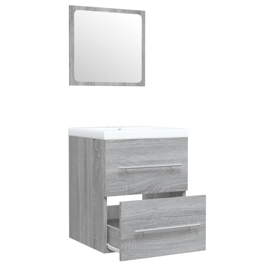 Mobile Bagno e Lavabo Integrato Grigio Sonoma Legno Multistrato 3114169