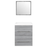 Mobile Bagno e Lavabo Integrato-Lavandino-Armadietto da bagno Grigio Sonoma Legno Multistrato 932520