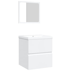Mobile da Bagno con Lavabo e Specchio Bianco 3114171