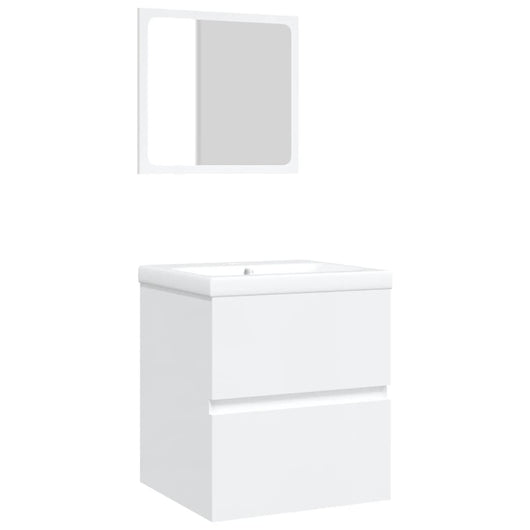 Mobile da Bagno con Lavabo e Specchio Bianco 3114171