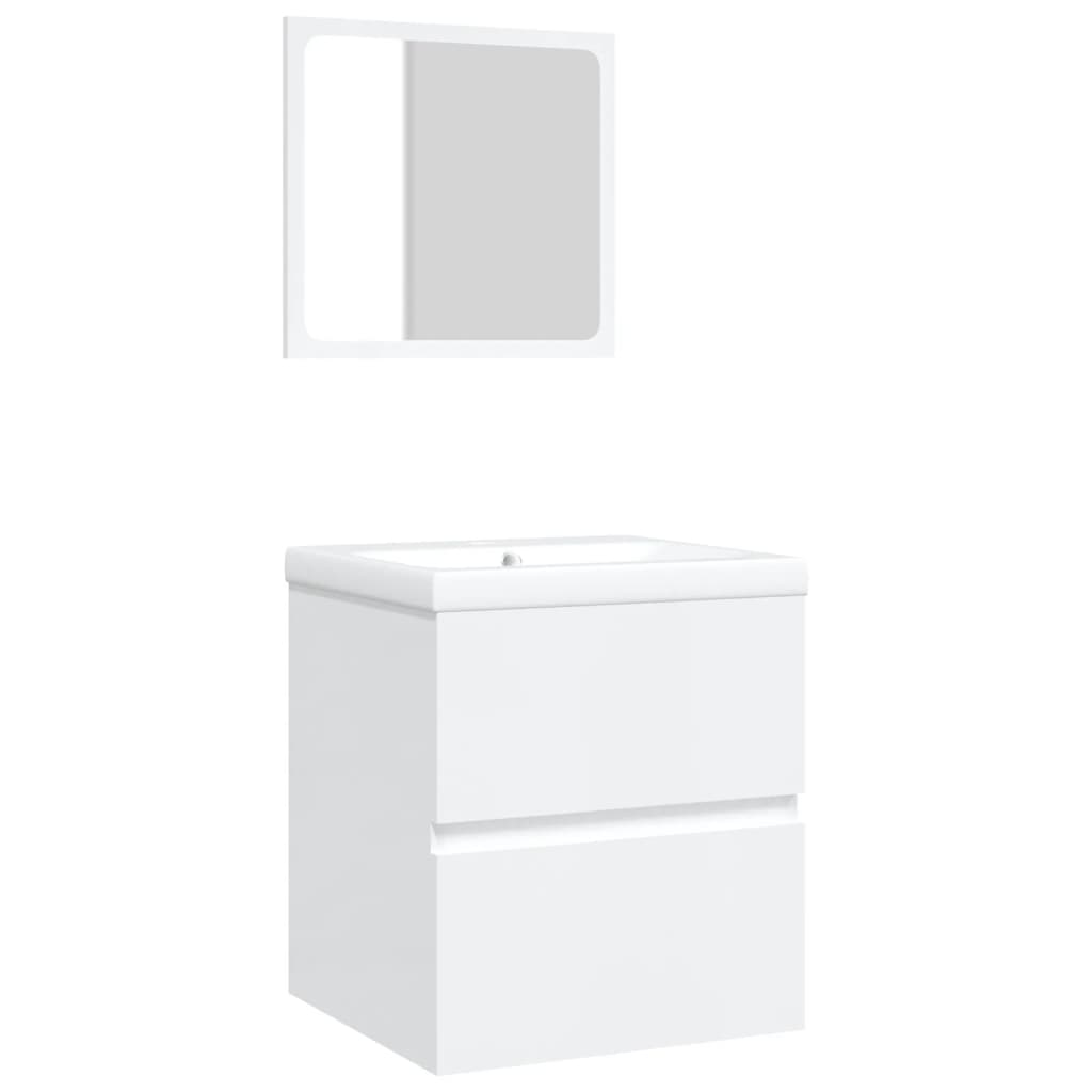 Mobile lavabo bagno 42 x 39 x 18 cm con lavabo e specchio bianco 02_0006639