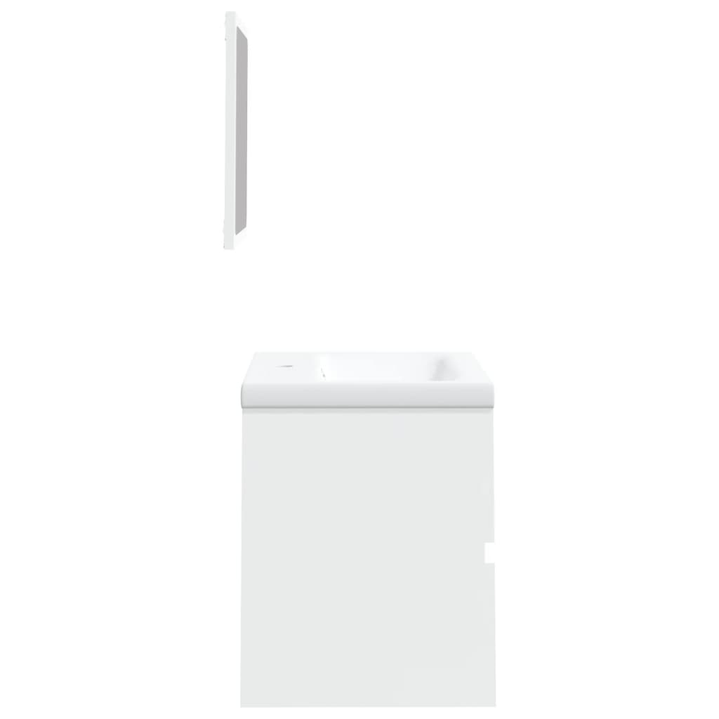 Mobile da Bagno con Lavabo e Specchio Bianco 3114171