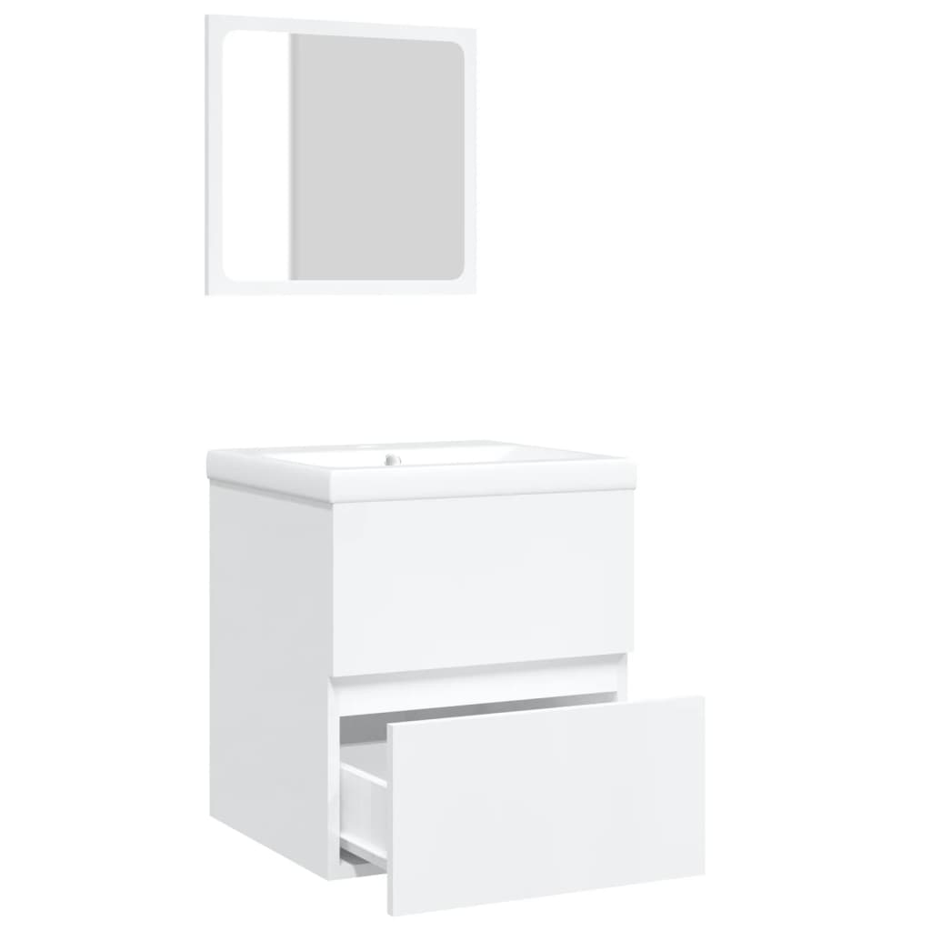 Mobile da Bagno con Lavabo e Specchio Bianco 3114171