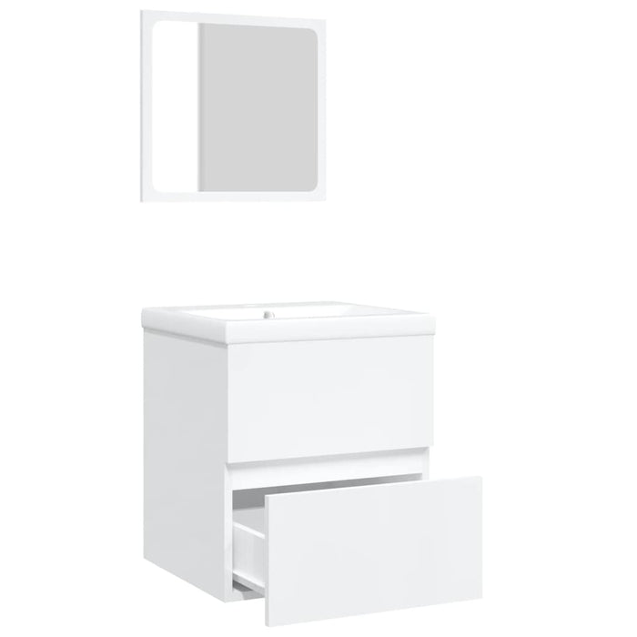 Mobile da Bagno con Lavabo e Specchio Bianco 3114171