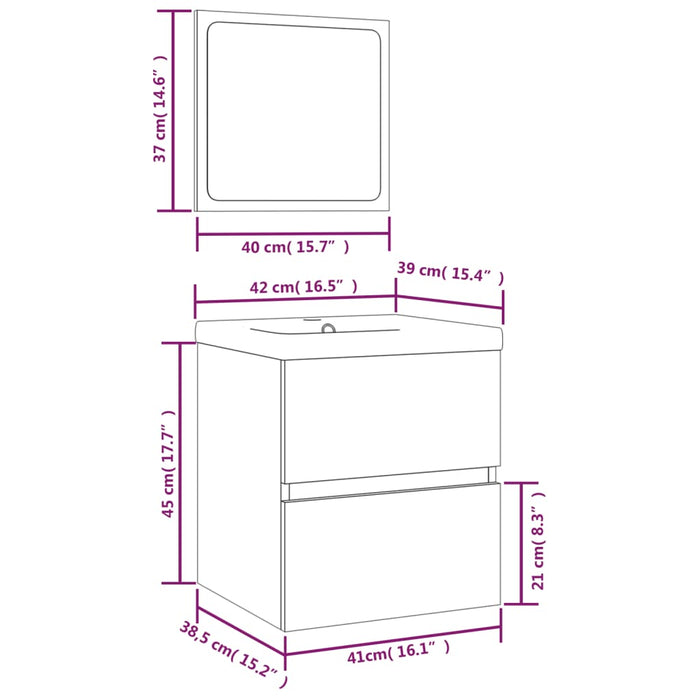 Mobile da Bagno con Lavabo e Specchio Bianco 3114171