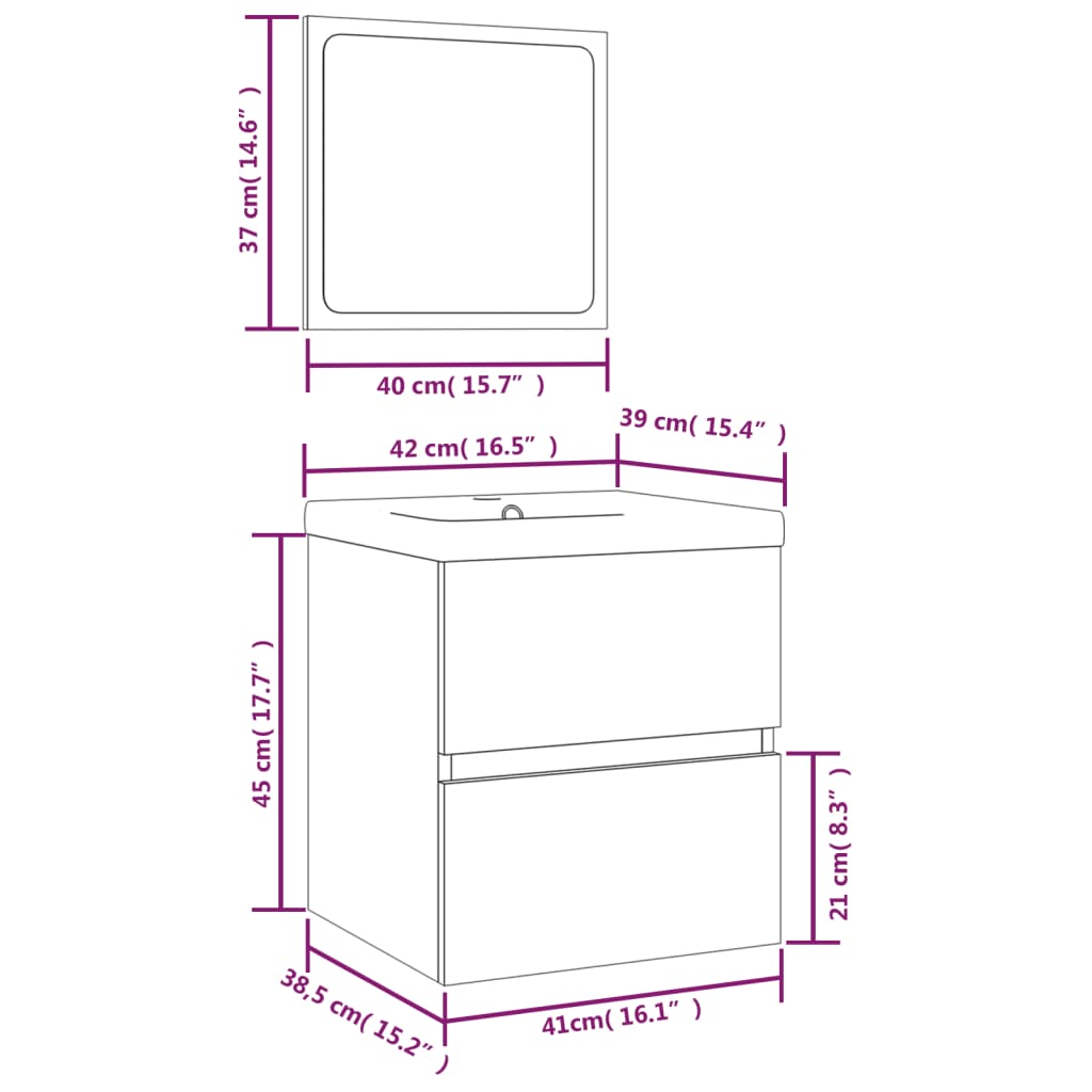 Mobile da Bagno con Lavabo e Specchio Rovere Sonoma 3114173