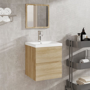 Mobile da Bagno con Lavabo e Specchio-Armadietto da bagno con Lavandino Rovere Sonoma