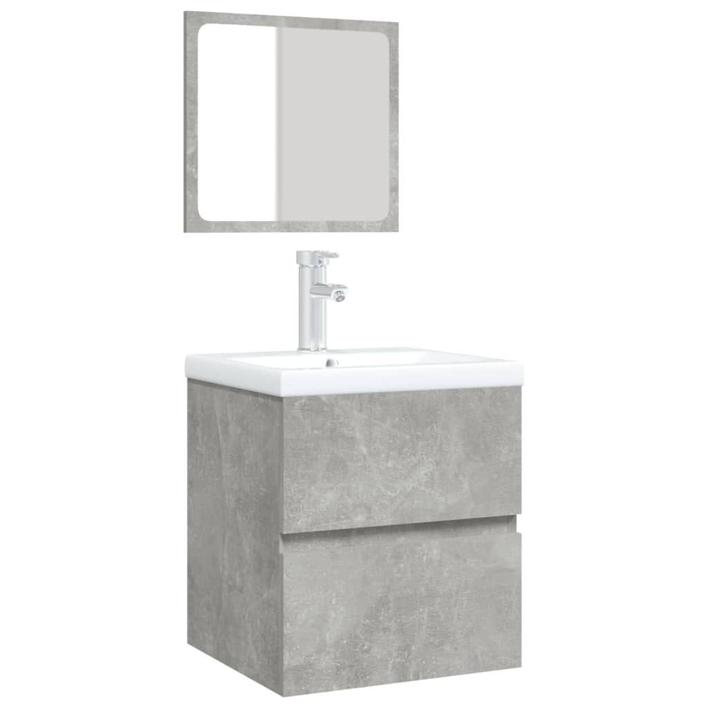 Mobile da Bagno con Lavabo e Specchio Grigio Cemento 3114174