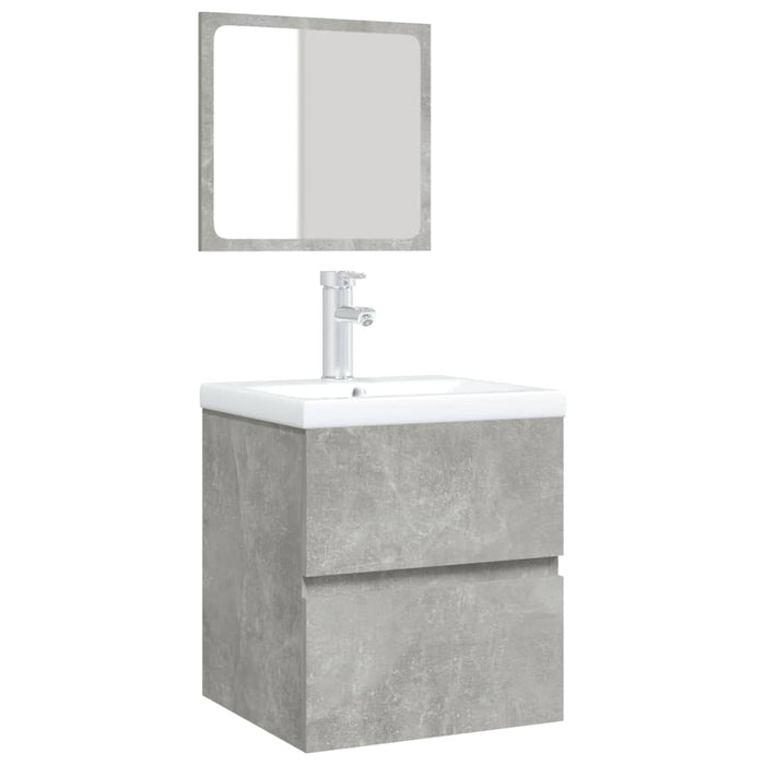 Mobile da Bagno con Lavabo e Specchio Grigio Cemento 3114174
