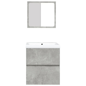Mobile da Bagno con Lavabo e Specchio Grigio Cemento 3114174