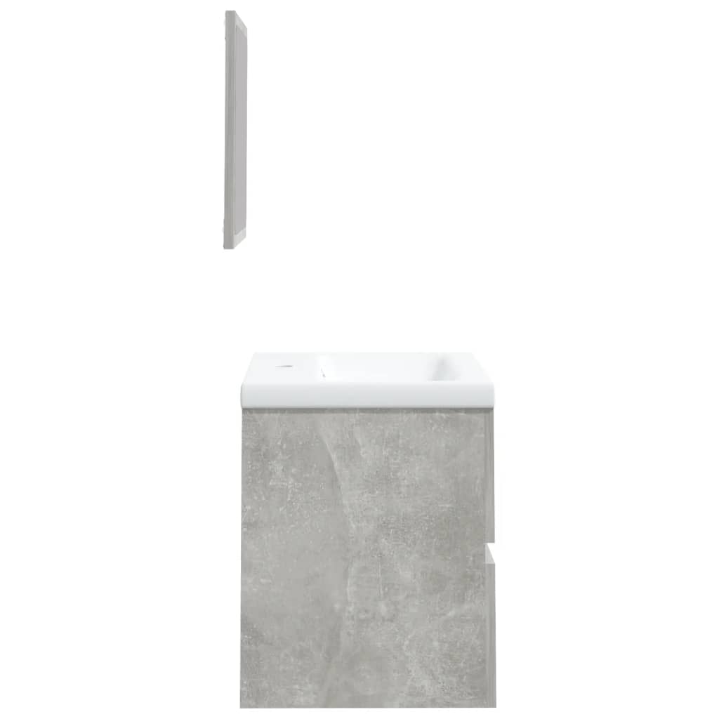 Mobile da Bagno con Lavabo e Specchio Grigio Cemento 3114174