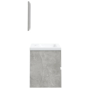 Mobile da Bagno con Lavabo e Specchio Grigio Cemento 3114174