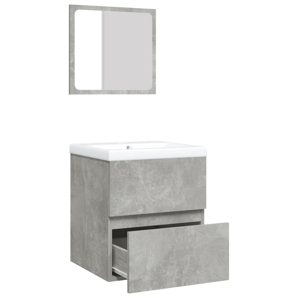 Mobile da Bagno con Lavabo e Specchio Grigio Cemento 3114174