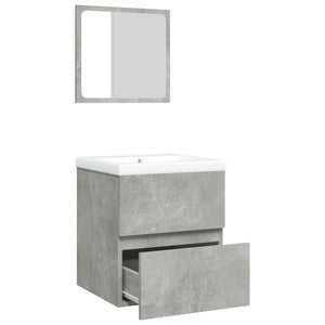 Mobile da Bagno con Lavabo e Specchio Grigio Cemento cod mxl 61965