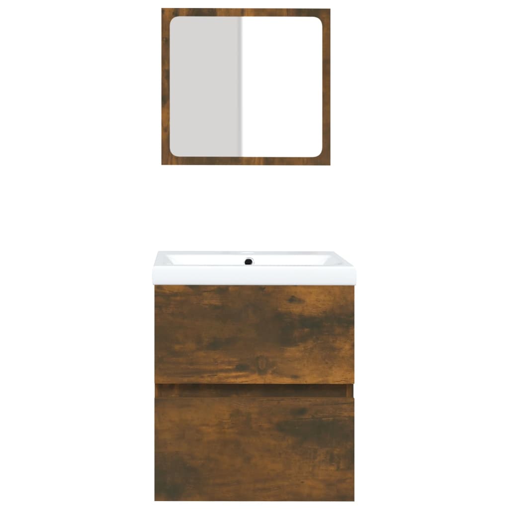 Mobile lavabo bagno 41 x 385 x 45 cm e lavabo e specchio rovere fumé 02_0006643