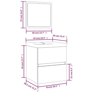 Mobile da Bagno con Lavabo e Specchio Rovere Fumo 3114176