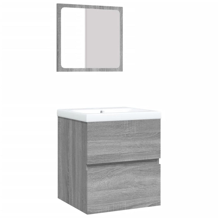 Mobile da Bagno con Lavabo e Specchio Grigio Sonoma cod mxl 67936
