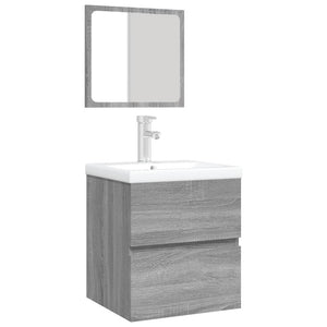 Mobile da Bagno con Lavabo e Specchio Grigio Sonoma cod mxl 67936