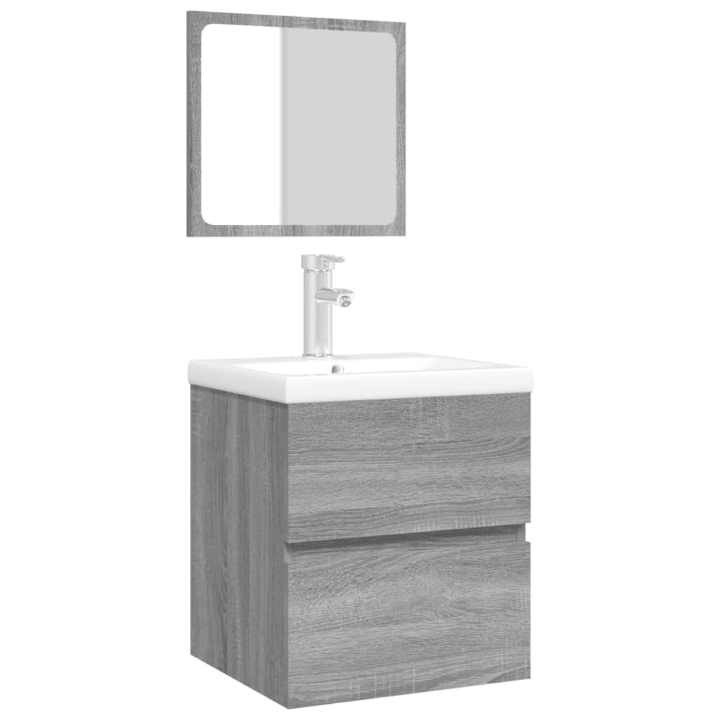 Mobile da Bagno con Lavabo e Specchio Grigio Sonoma 3114177