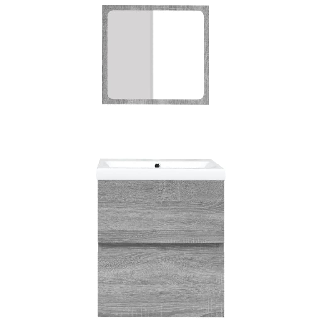 Mobile da Bagno con Lavabo e Specchio Grigio Sonoma cod mxl 67936