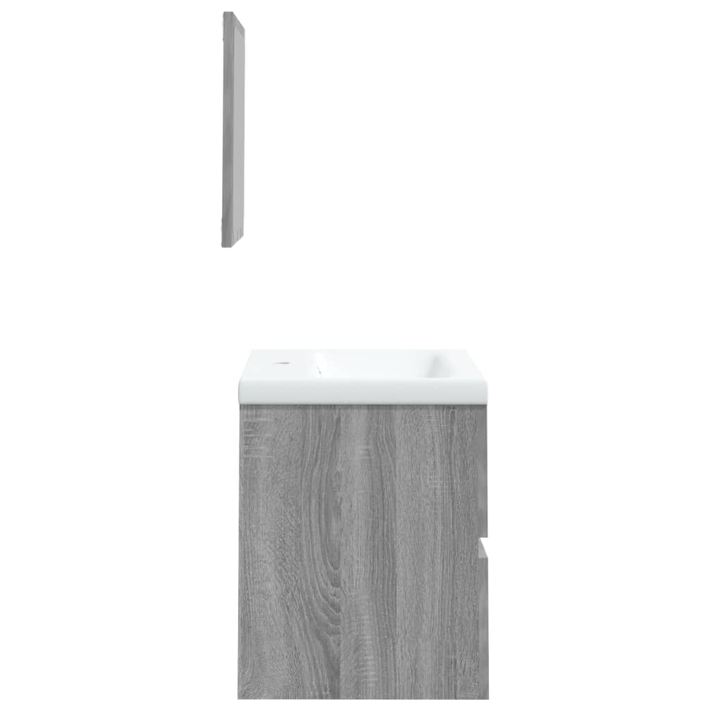 Mobile da Bagno con Lavabo e Specchio-Armadietto da bagno con Lavandino Grigio Sonoma