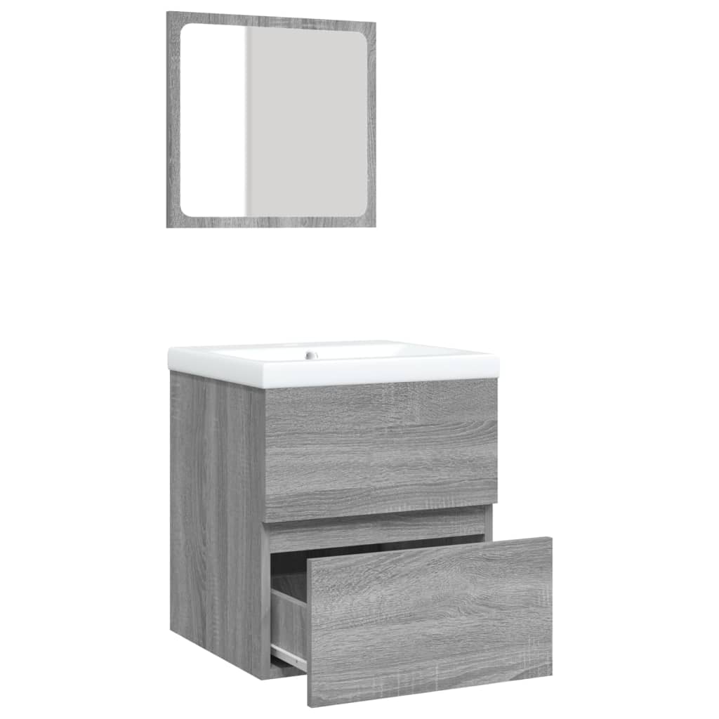 Mobile da Bagno con Lavabo e Specchio Grigio Sonoma 3114177