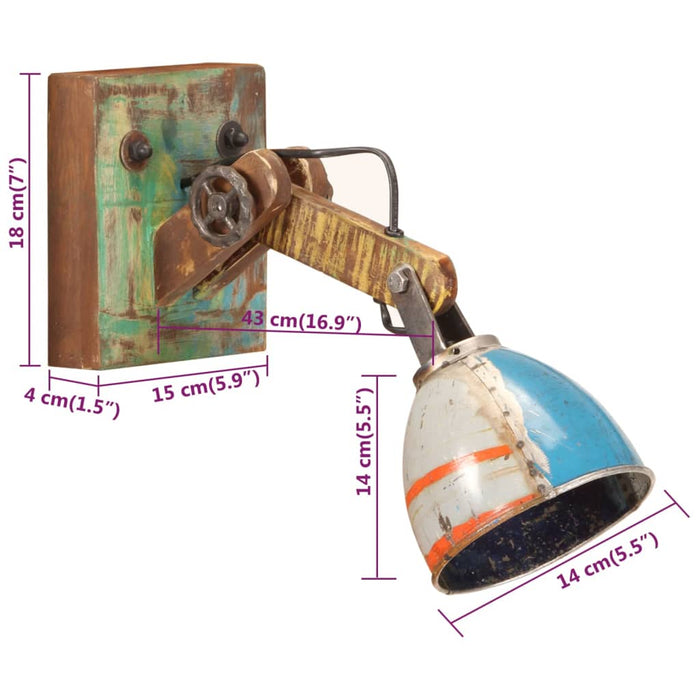 Lampada da Parete in Stile Industriale Rotonda Multicolore E27 344407