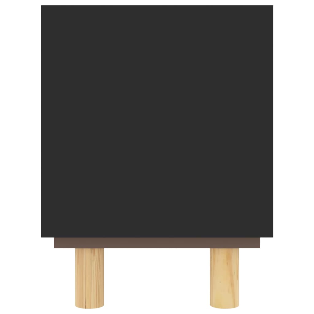 Mobile TV Nero 80x30x40 cm Massello Pino e Rattan Naturale 345613