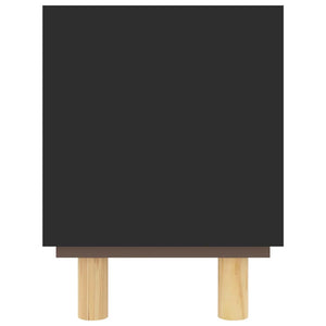 Mobile TV Nero 80x30x40 cm Massello Pino e Rattan Naturale 345613