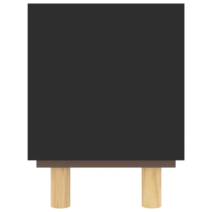 Mobile TV Nero 80x30x40 cm Massello Pino e Rattan Naturale 345613