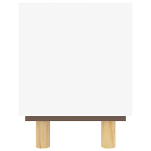 Mobile TV-Credenza TV-Console TV Bianco 105x30x40 cm Massello Pino e Rattan Naturale