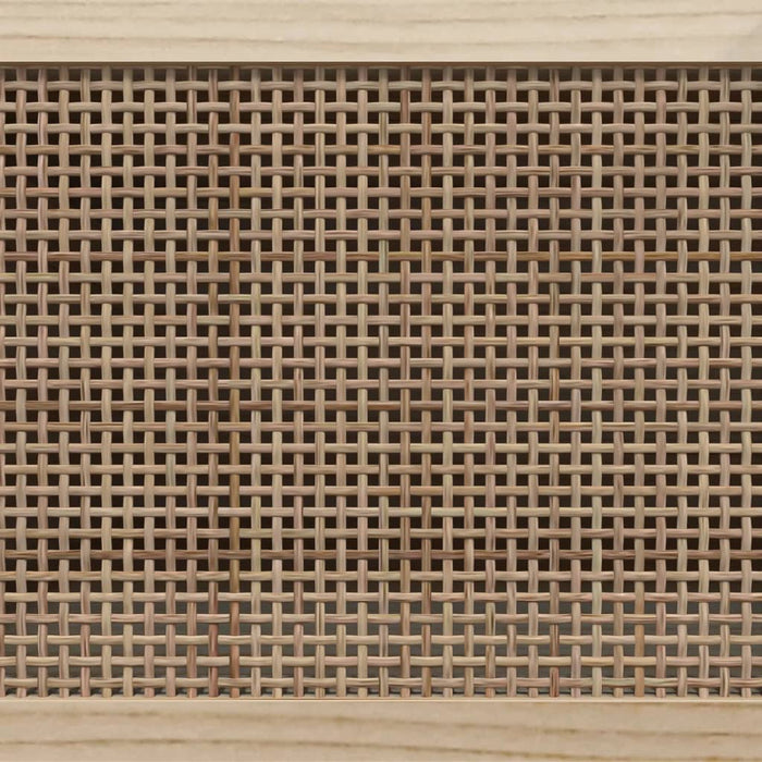 Credenza Nera 60x30x70 cm Legno Massello Pino e Rattan Naturale 345634