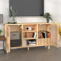Credenza-Buffet-Armadio da cucina Marrone 105x30x60cm Massello di Pino e Rattan Naturale
