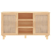 Credenza Marrone 105x30x60cm Massello di Pino e Rattan Naturale 345641