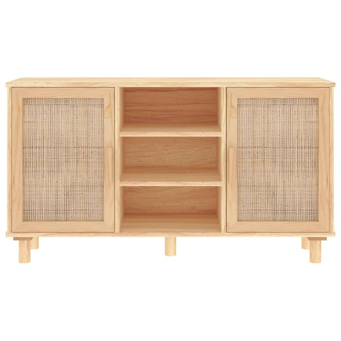 Credenza Marrone 105x30x60cm Massello di Pino e Rattan Naturale 345641