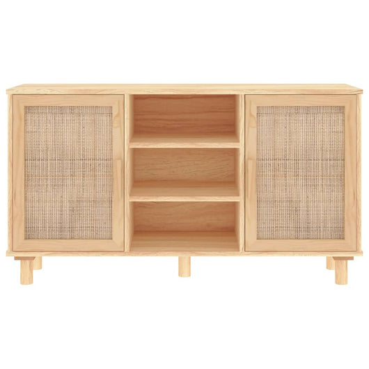 Credenza cassettiera armadio contenitore organizer cucina soggiorno soggiorno 105 x 30 x 60 cm legno di pino massiccio e rattan naturale marrone 02_0035714