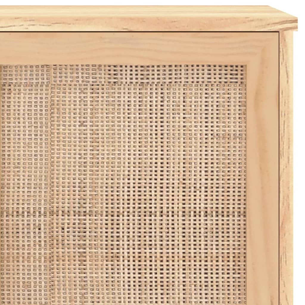 Credenza Marrone 105x30x60cm Massello di Pino e Rattan Naturale 345641