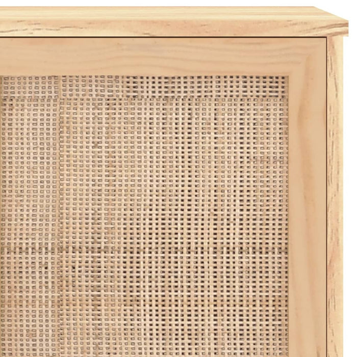 Credenza-Buffet-Armadio da cucina Marrone 105x30x60cm Massello di Pino e Rattan Naturale