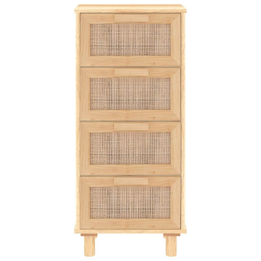 Credenza cassettiera armadio contenitore organizer cucina soggiorno soggiorno 40 x 30 x 90 cm legno di pino massiccio e rattan naturale marrone 02_0035717