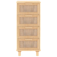 Credenza Marrone 40x30x90cm Legno Massello Pino Rattan Naturale 345644