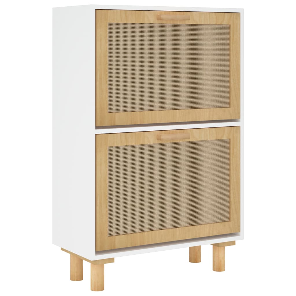 Scarpiera scarpiera mobile portaoggetti ingresso corridoio soggiorno 52 x 25 x 80 cm derivati ​​del legno/rattan bianco 02_0021465